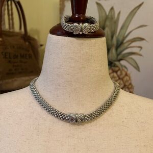 Silver Mesh Necklace and Bracelet Set NWOT